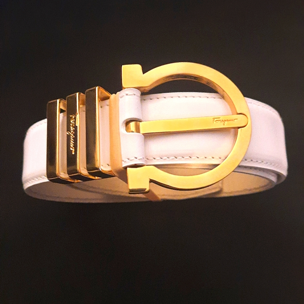 Ferragamo White Leather Belt